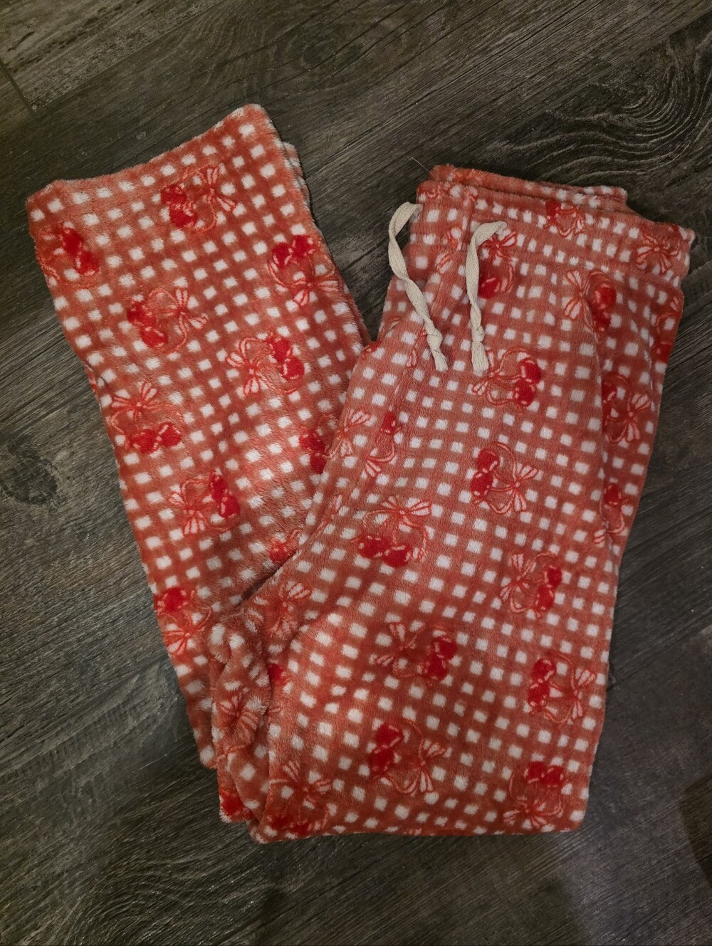 Red Check & Floral Fleece Pajama Pants